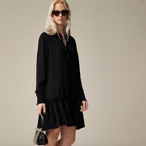 J. Crew Size XS‎ Black Amelia popover shirtdress in drapey viscose twill NWT